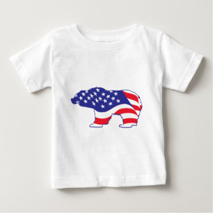 Camiseta Para Bebê Urso Grizzly Patriótico