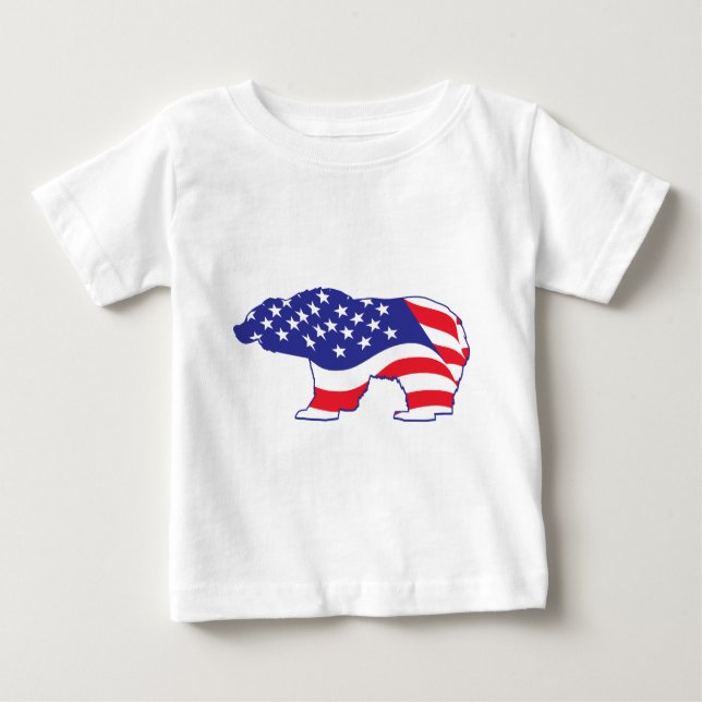 Camiseta Para Bebê Urso Grizzly Patriótico (Frente)
