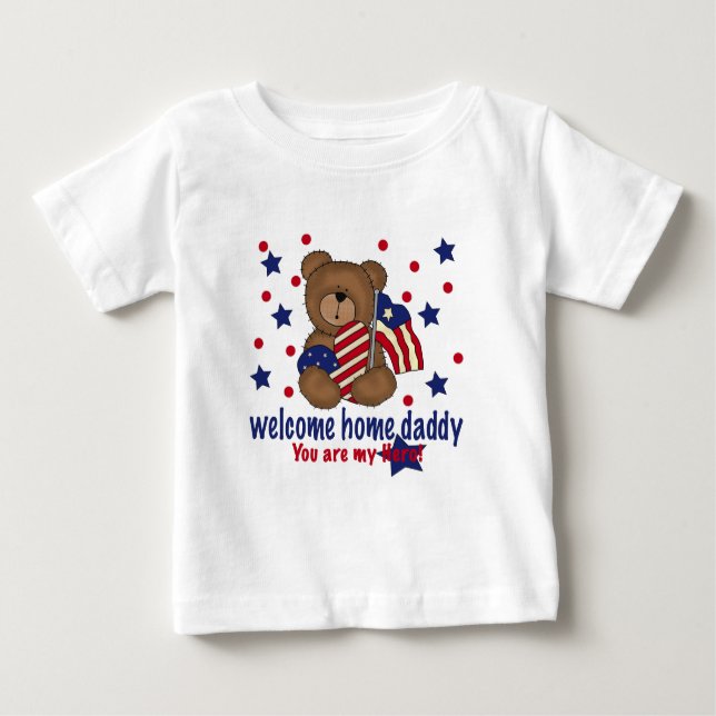 Camiseta Para Bebê Urso Home bem-vindo do pai (Frente)