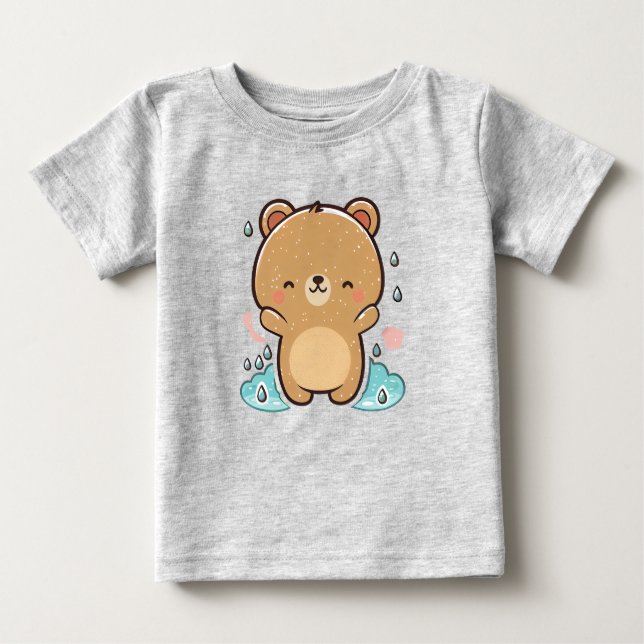 Camiseta Para Bebê urso kawaii fofo (Frente)