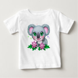 Camiseta Para Bebê Urso Kawaii Koala, bonito, com flores