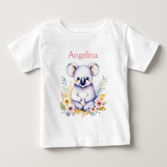 Camiseta Para Bebê Urso Koala Bebê Personalizado  (Frente)