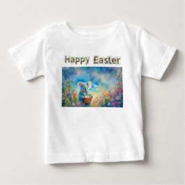 Camiseta Para Bebê Urso Koala segurando uma cesta de ovos de Páscoa