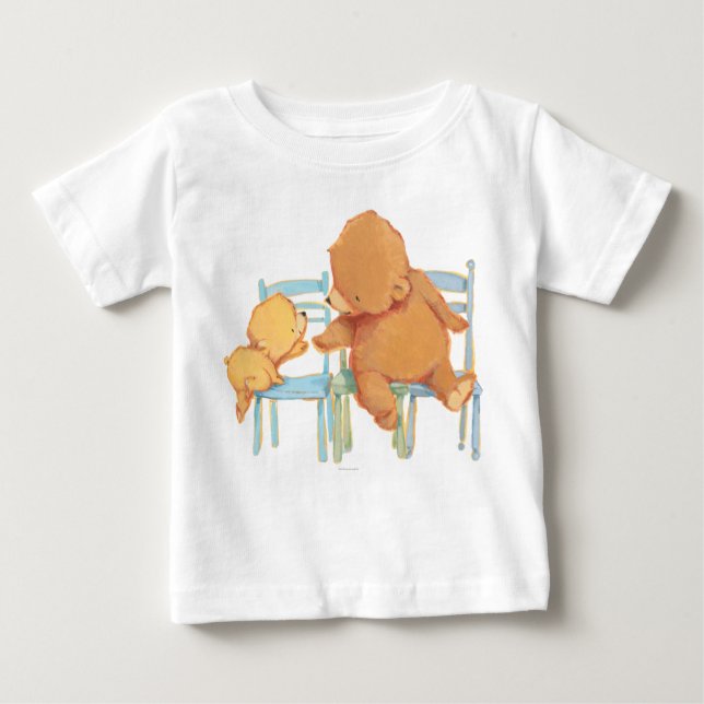 Camiseta Para Bebê Urso Marrom Grande Ajuda Um Urso Amarelo Pequeno (Frente)