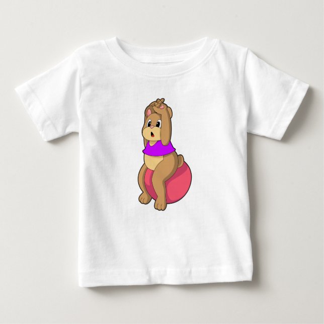 Camiseta Para Bebê Urso na Malhação com a bola de Exercício.PNG (Frente)