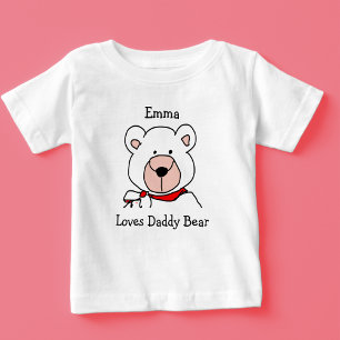 Camiseta Para Bebê Urso Pai de Amor Branco e Preto