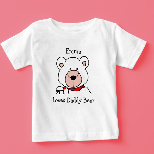 Camiseta Para Bebê Urso Pai de Amor Branco e Preto (Criador carregado)