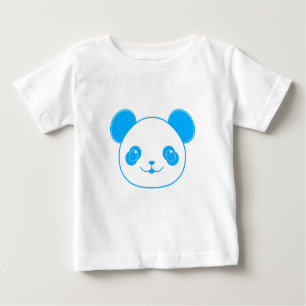 Camiseta Para Bebê Urso Panda de Kawaii Azul