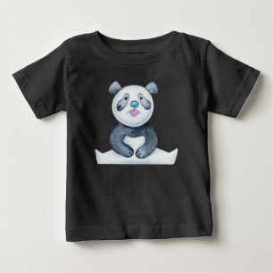 Camiseta Para Bebê Urso Panda Fofo com Língua para Fora Engraçado