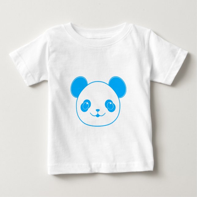 Camiseta Para Bebê Urso Panda Kawaii Azul (Frente)