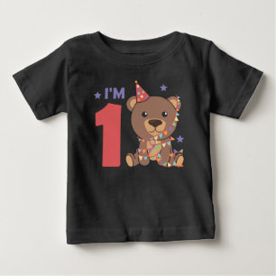 Camiseta Para Bebê Urso Para O Primeiro Aniversário Para Crianças De 