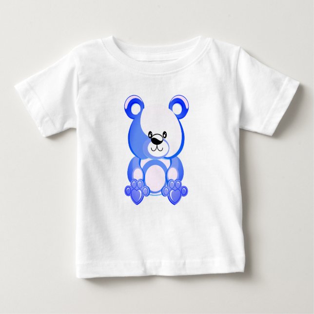 Camiseta Para Bebê Urso peludo azul, brinquedo de pelúcia, desenho (Frente)