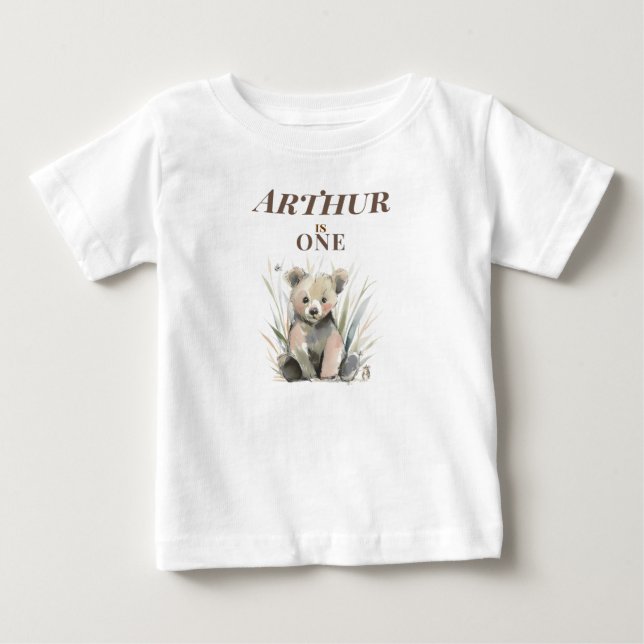 Camiseta Para Bebê Urso Personalizado da Floresta (Frente)