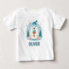 Camiseta Para Bebê Urso Polar Bonito A Arremessar Com Sorvete
