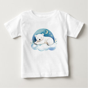 Camiseta Para Bebê Urso Polar Bonito na Lua -