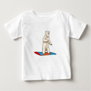 Camiseta Para Bebê Urso polar como Snowboarder com Snowboard