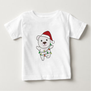 Camiseta Para Bebê Urso Polar de Natal Animais de inverno Ursos Polar