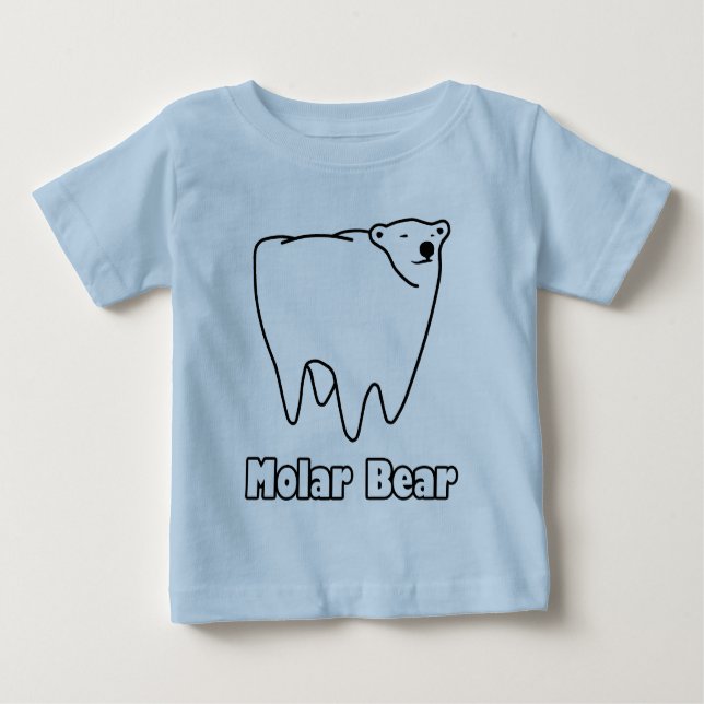 Camiseta Para Bebê Urso polar do dente do urso do Molar (Frente)