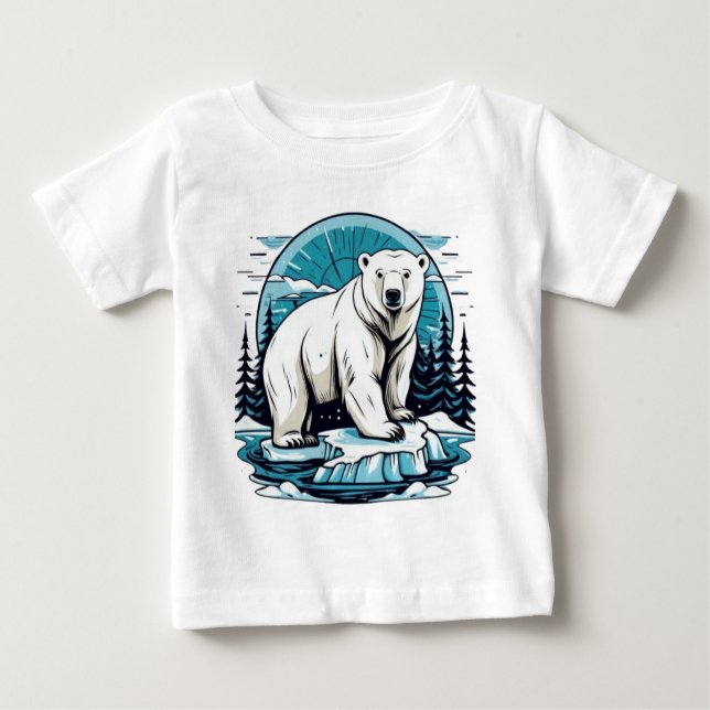 Camiseta Para Bebê Urso polar dos animais-corcunda (Frente)
