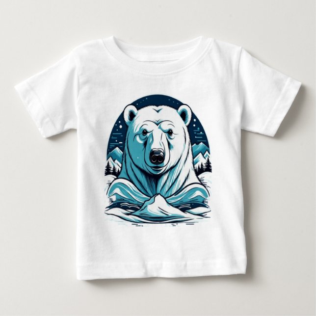 Camiseta Para Bebê Urso polar dos animais-corcunda (Frente)