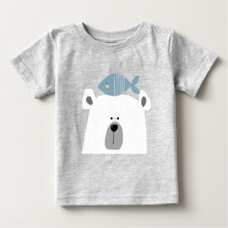 Camiseta Para Bebê Urso polar e peixe bonitos do Scandi