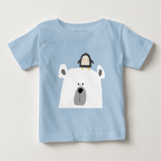Camiseta Para Bebê Urso Polar e Pinguim bonitinho do Scandi