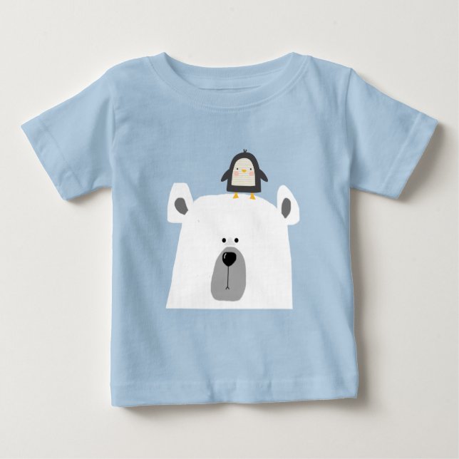 Camiseta Para Bebê Urso Polar e Pinguim bonitinho do Scandi (Frente)