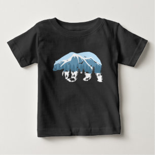 Camiseta Para Bebê Urso Polar Lobos Floresta Montanha Arte da Naturez
