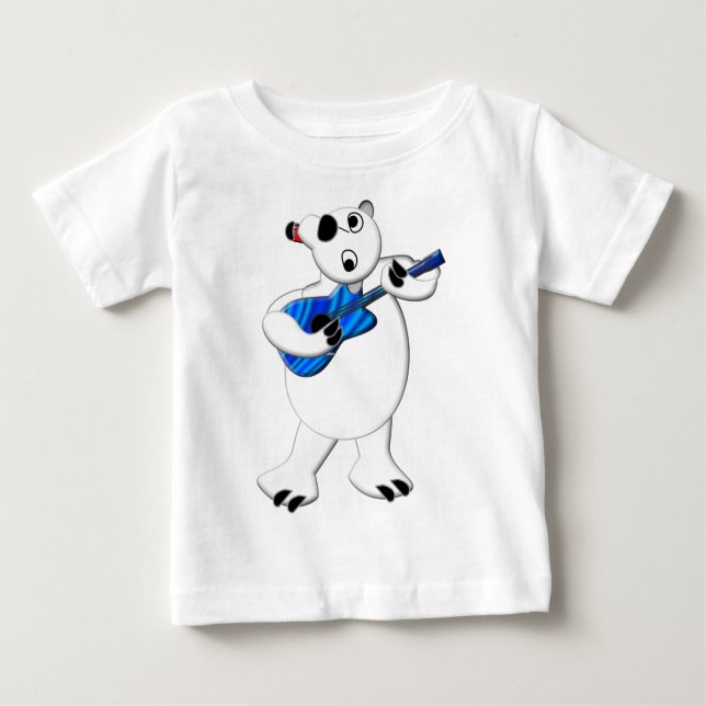 Camiseta Para Bebê Urso Polar Rockin' com Violão (Frente)