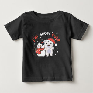 Camiseta Para Bebê Urso Polar, sou um Soldado de Neve Cute Snowman