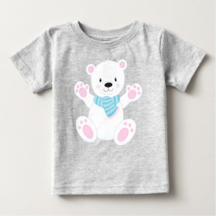 Camiseta Para Bebê Urso Polar, Urso Branco, Urso Bonito, Urso Com Sca