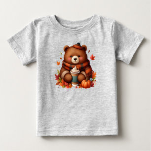 Camiseta Para Bebê Urso Russo/Vintage de outono