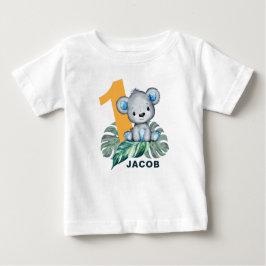 Camiseta Para Bebê Urso Selvagem de Cólvora Cóta Primeiro Aniversário