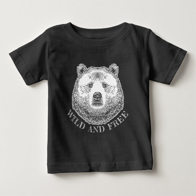 Camiseta Para Bebê Urso, Selvagem E Gratuita, Ilustração Desenhada À  (Frente)