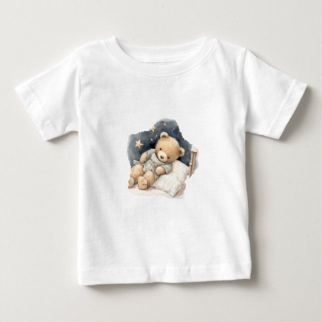 Camiseta Para Bebê Urso Sonolento (Frente)