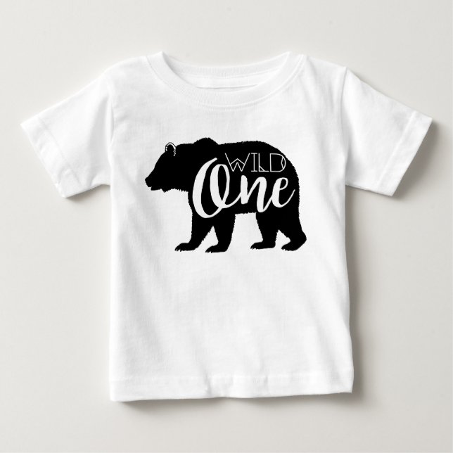 Camiseta Para Bebê Urso Único Selvagem | Primeira Festa de aniversári (Frente)