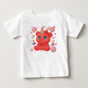 Camiseta Para Bebê Urso Unicórnio Bubblegum