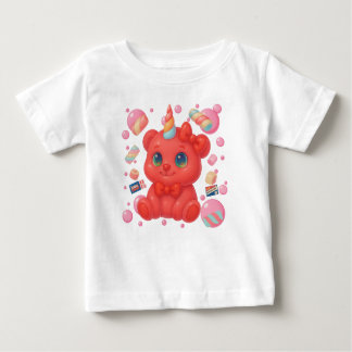 Camiseta Para Bebê Urso Unicórnio Bubblegum