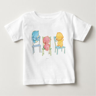 Camiseta Para Bebê Ursos amarelos, cor-de-rosa, e do azul em cadeiras