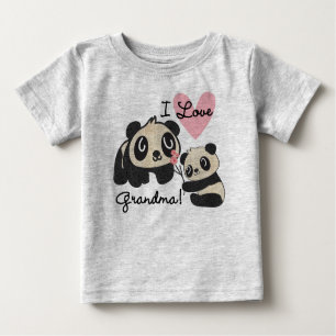 Camiseta Para Bebê Ursos de panda eu amo a avó