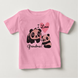 Camiseta Para Bebê Ursos de panda eu amo a avó