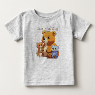 Camiseta Para Bebê Ursos Fofos e Adoráveis – Estilo Adesivo de Desenh