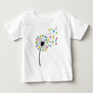 Camiseta Para Bebê Ursos fofos voadores fluxo de dente-de-leão