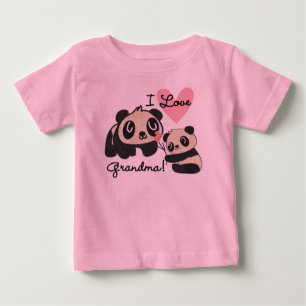 Camiseta Para Bebê Ursos Panda Eu Amo Vovó