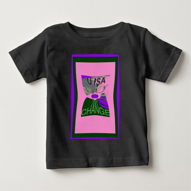 Camiseta Para Bebê USA Change Art Impressão (Frente)