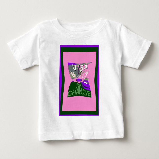 Camiseta Para Bebê USA Change Art Impressão (Frente)
