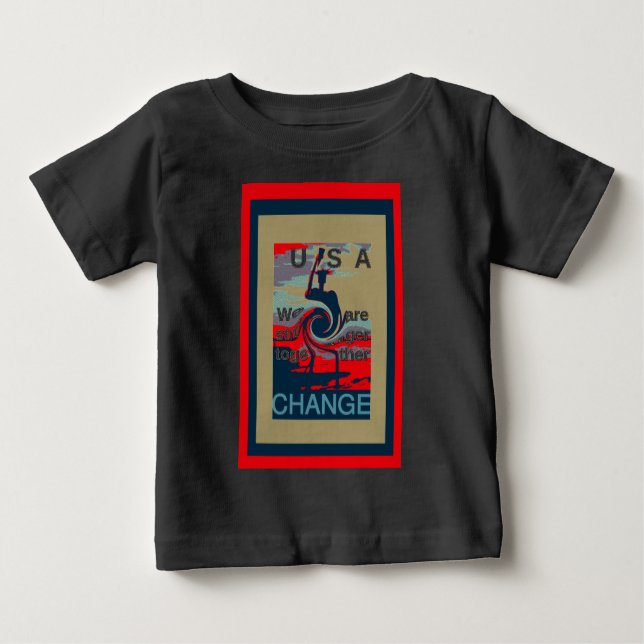 Camiseta Para Bebê USA Change: Unity Design mais forte junto (Frente)