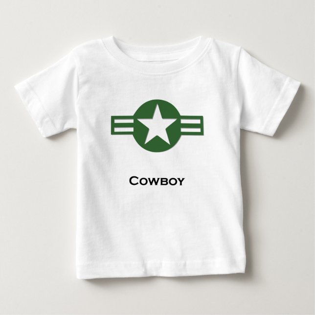 Camiseta Para Bebê USA Cowboy Green (Frente)