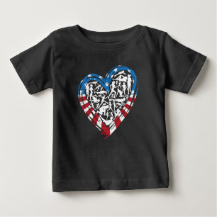 Camiseta Para Bebê USA Flag American Runner - Coração em Corrente