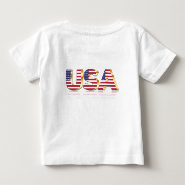 Camiseta Para Bebê USA Flag Baby T Shirt (Verso)